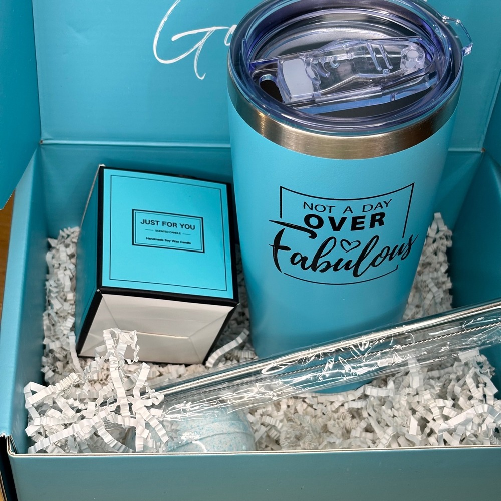 Unbranded Birthday Gift Set Women Turquoise New Not A Day Over Fabulous Tumbler